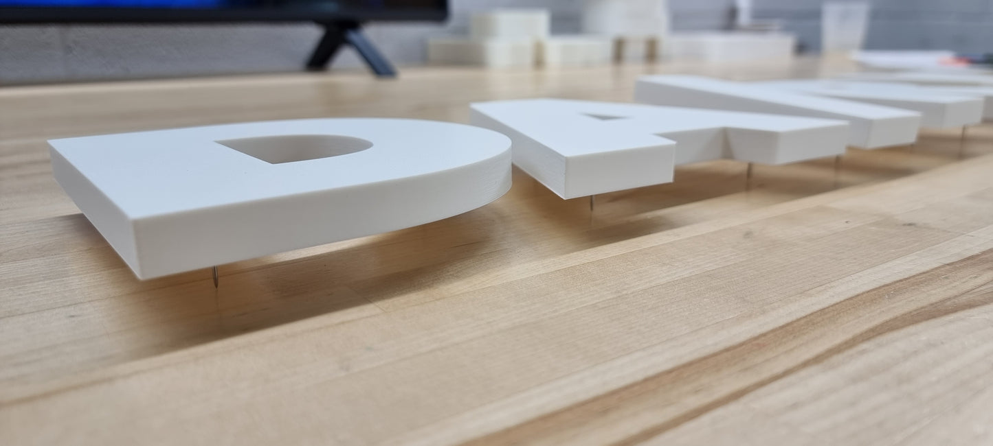 Custom 3D Pin Mount Sign Letters For Cork Boards & Bulletin Boards - 1/2 Inch Thick. Any Font, Size or Color! Our 3D Pin Mount Sign Letters Make An Impact