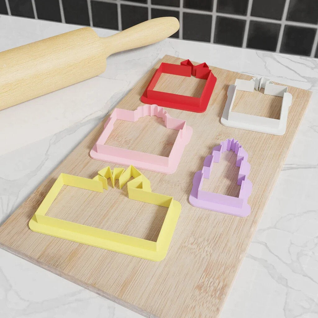 Modern Christmas Present Cookie Cutters. 5 Funky Modern Christmas Present Cookie Cutters From 3 Inch to 8 Inch Height