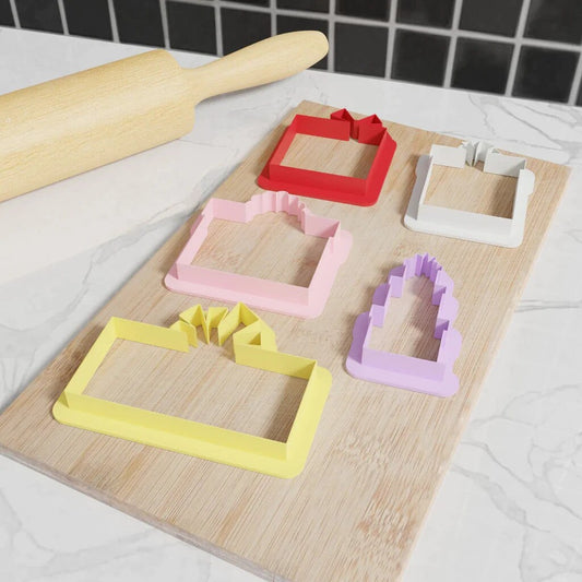 Modern Christmas Present Cookie Cutters. 5 Funky Modern Christmas Present Cookie Cutters From 3 Inch to 8 Inch Height