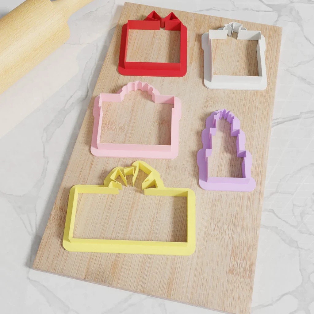 Modern Christmas Present Cookie Cutters. 5 Funky Modern Christmas Present Cookie Cutters From 3 Inch to 8 Inch Height