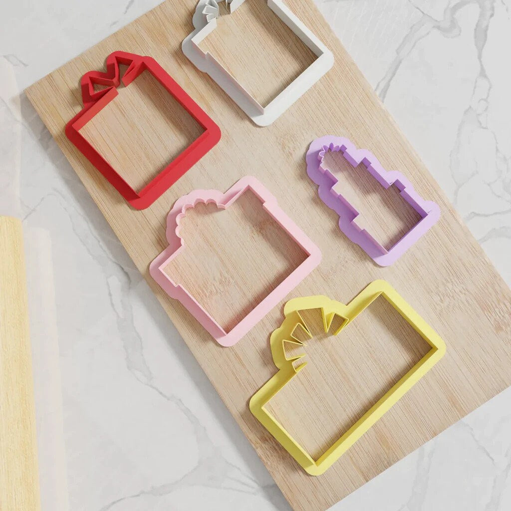 Modern Christmas Present Cookie Cutters. 5 Funky Modern Christmas Present Cookie Cutters From 3 Inch to 8 Inch Height