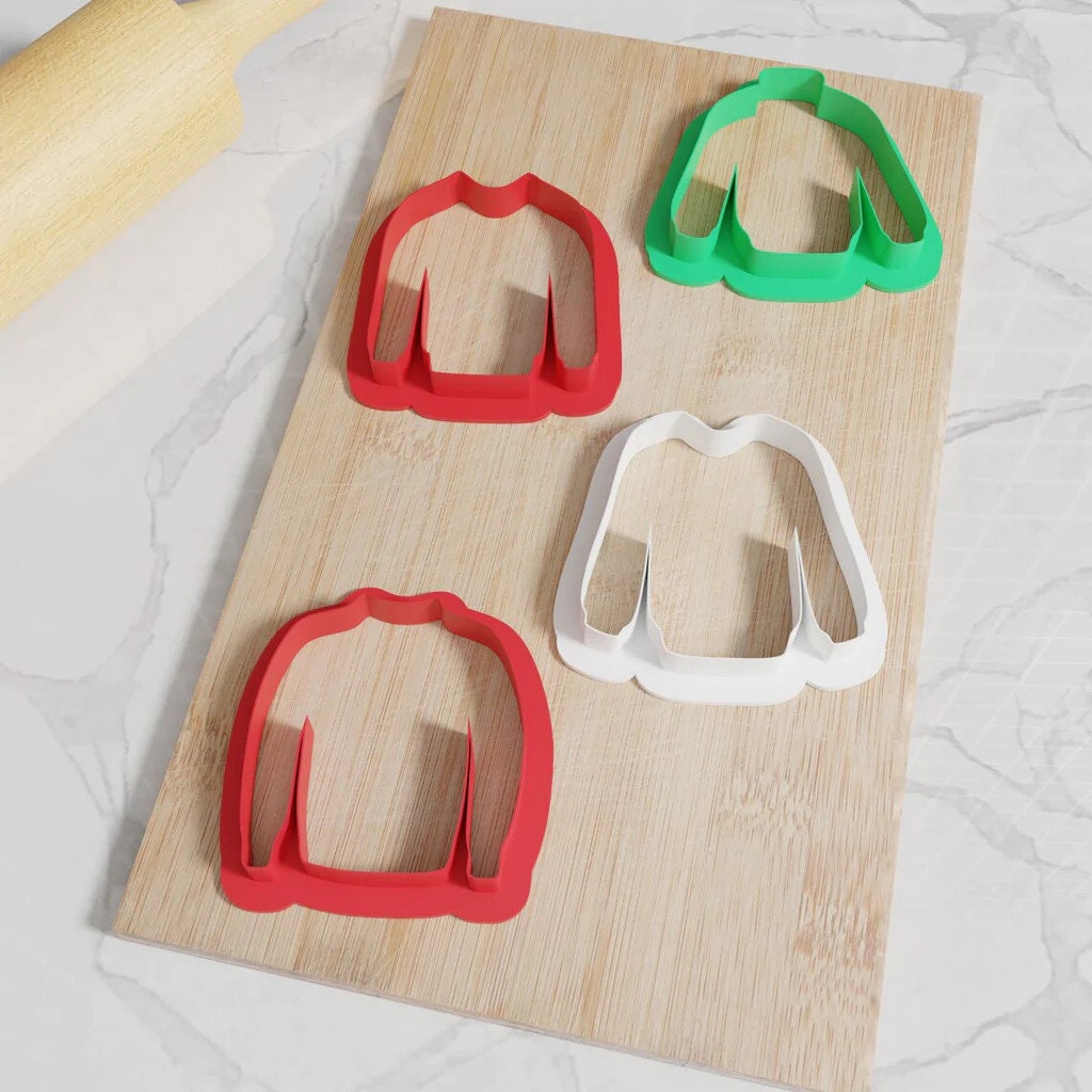 Modern Christmas Sweater Cookie Cutters. 4 Unique Christmas Sweater Cookie Cutters From 3 Inch to 8 Inch Height!