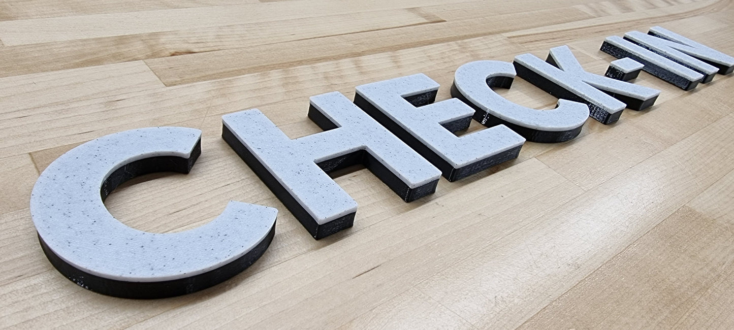 Totally Custom 2 Color 3D Outdoor Sign Letters. 1/3 Inch Thick, Any Font, Size or Color! Our 2 Color Outdoor 3D Sign Letters Make An Impact!