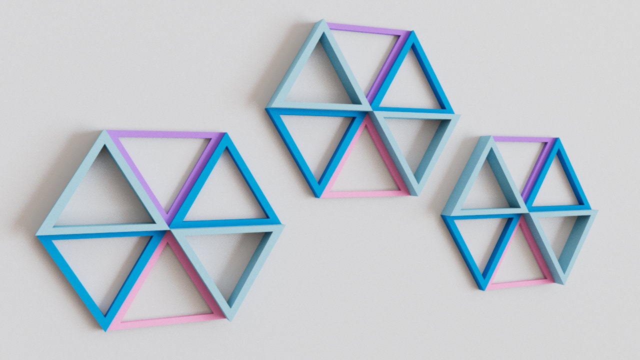 3D Hollow Triangle Wall Tiles In Tons of Sizes & Colors! 8in Wide. Get A Modern Look With Easy On Off 3D Triangle Wall Tiles