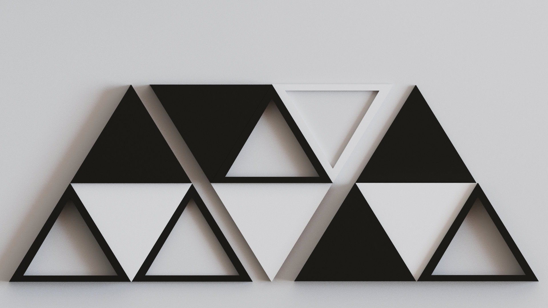 3D Hollow Triangle Wall Tiles In Tons of Sizes & Colors! 7in Wide. Get A Modern Look With Easy On Off 3D Triangle Wall Tiles