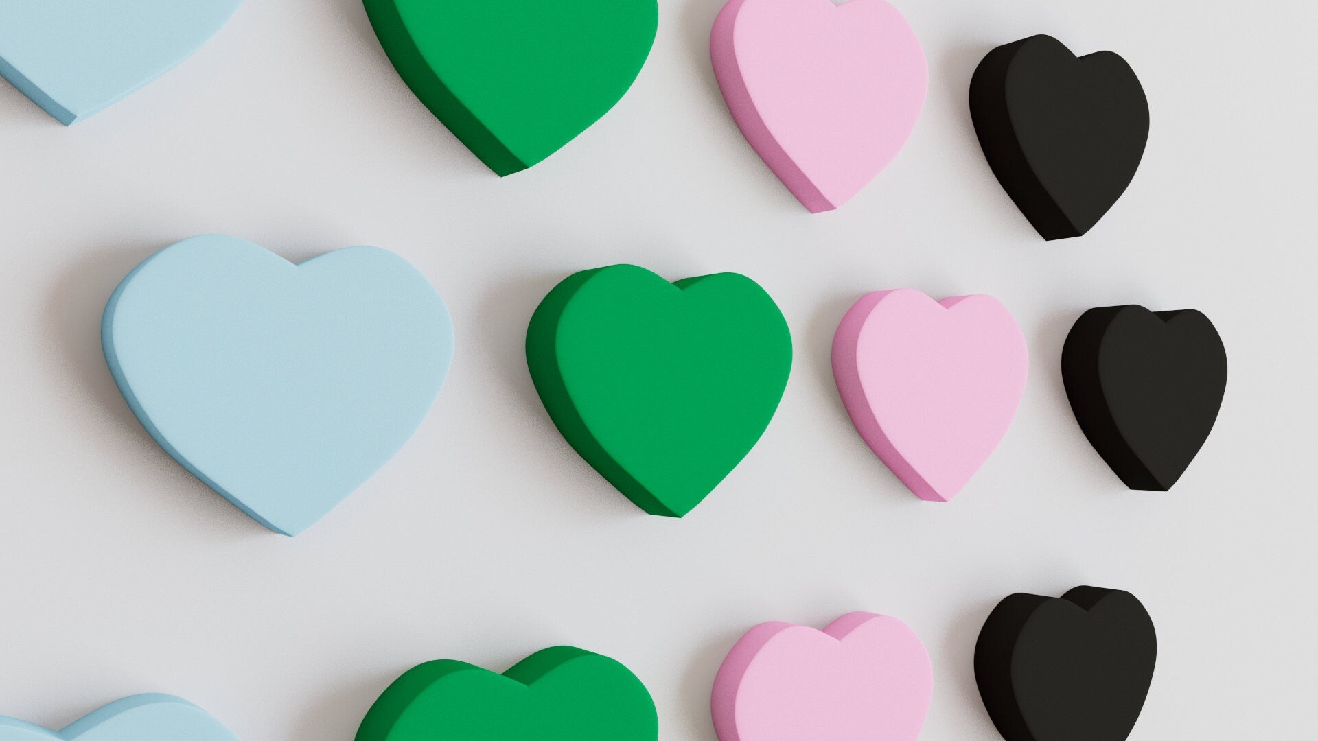 3D Heart Wall Tiles In Tons of Sizes & Colors! 3in Wide, Set of 3. Create A Modern Wall With Easy On Off 3D Heart Wall Tiles