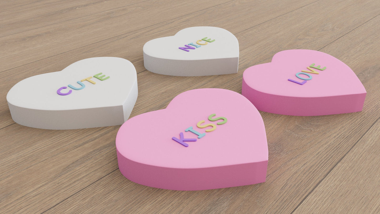 3D Message Heart Wall Tiles In Tons of Sizes & Colors! 7in Wide, Set of 3. Create A Modern Wall With Easy On Off 3D Message Heart Wall Tiles