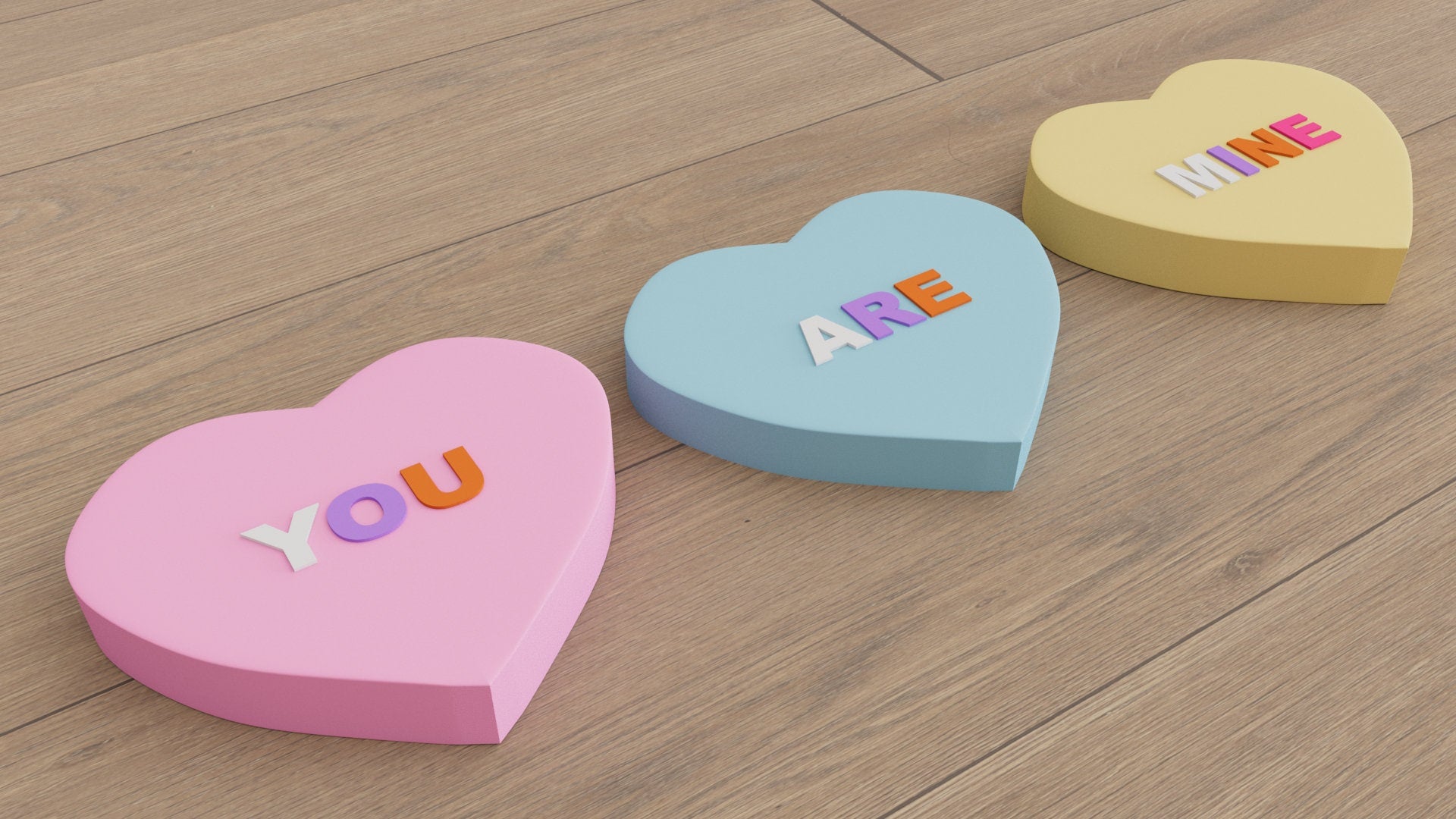 3D Message Heart Wall Tiles In Tons of Sizes & Colors! 8in Wide, Set of 3. Create A Modern Wall With Easy On Off 3D Message Heart Wall Tiles