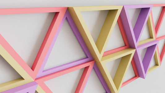 3D Hollow Triangle Wall Tiles In Tons of Sizes & Colors! 4in Wide. Get A Modern Look With Easy On Off 3D Triangle Wall Tiles