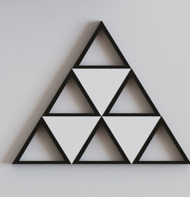 3D Hollow Triangle Wall Tiles In Tons of Sizes & Colors! 5in Wide. Get A Modern Look With Easy On Off 3D Triangle Wall Tiles