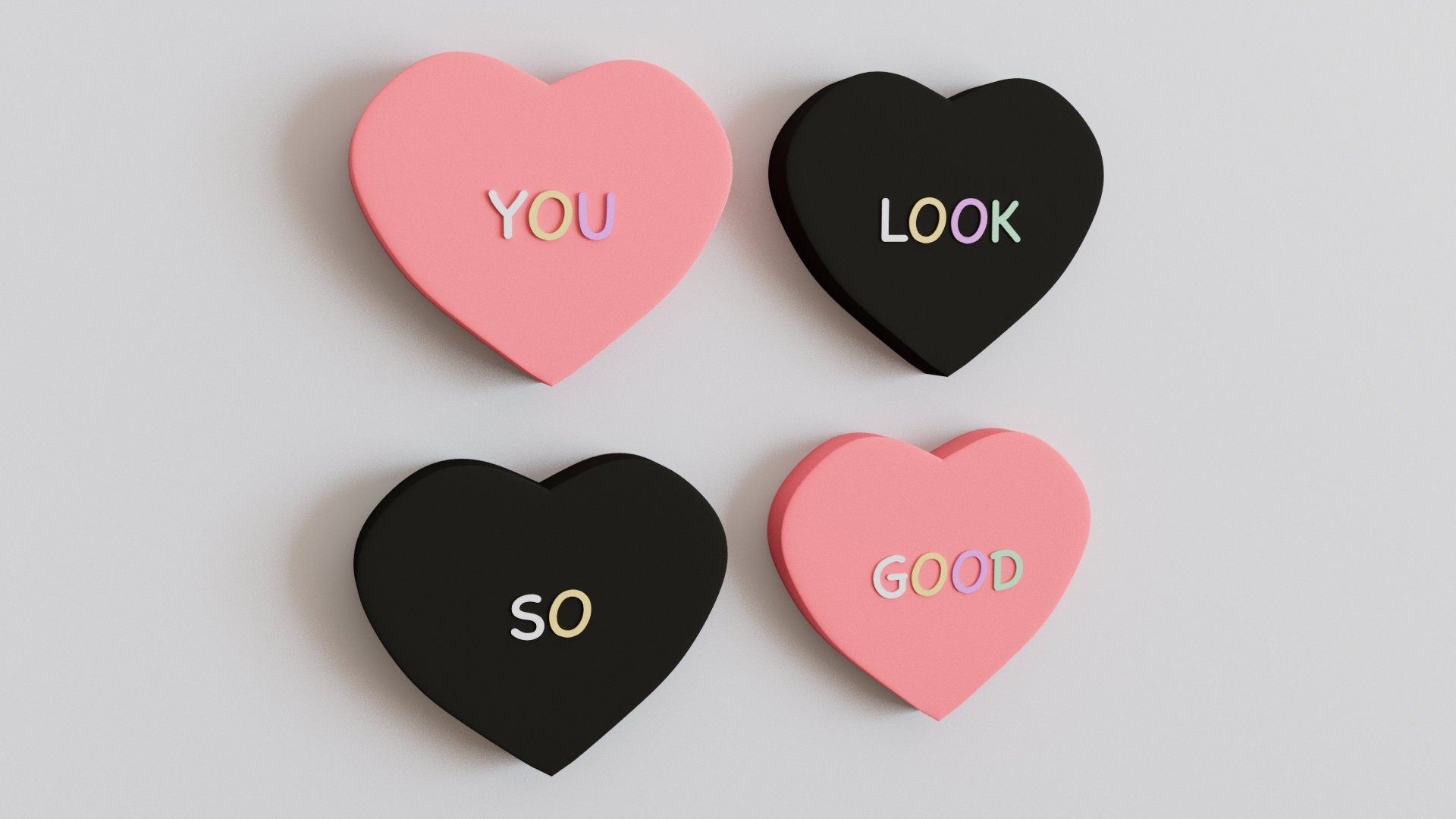 3D Message Heart Wall Tiles In Tons of Sizes & Colors! 7in Wide, Set of 3. Create A Modern Wall With Easy On Off 3D Message Heart Wall Tiles