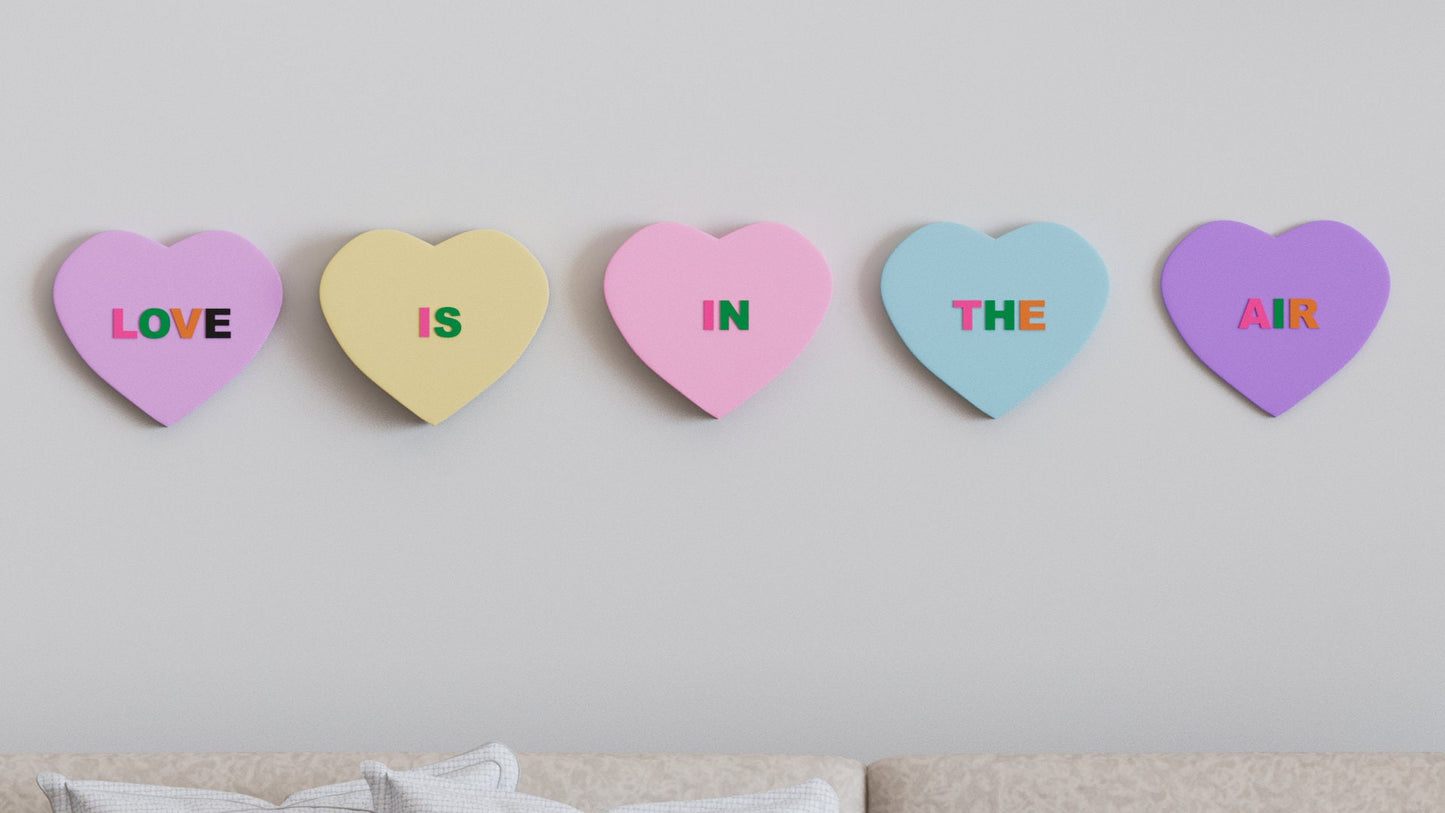 3D Message Heart Wall Tiles In Tons of Sizes & Colors! 7in Wide, Set of 3. Create A Modern Wall With Easy On Off 3D Message Heart Wall Tiles