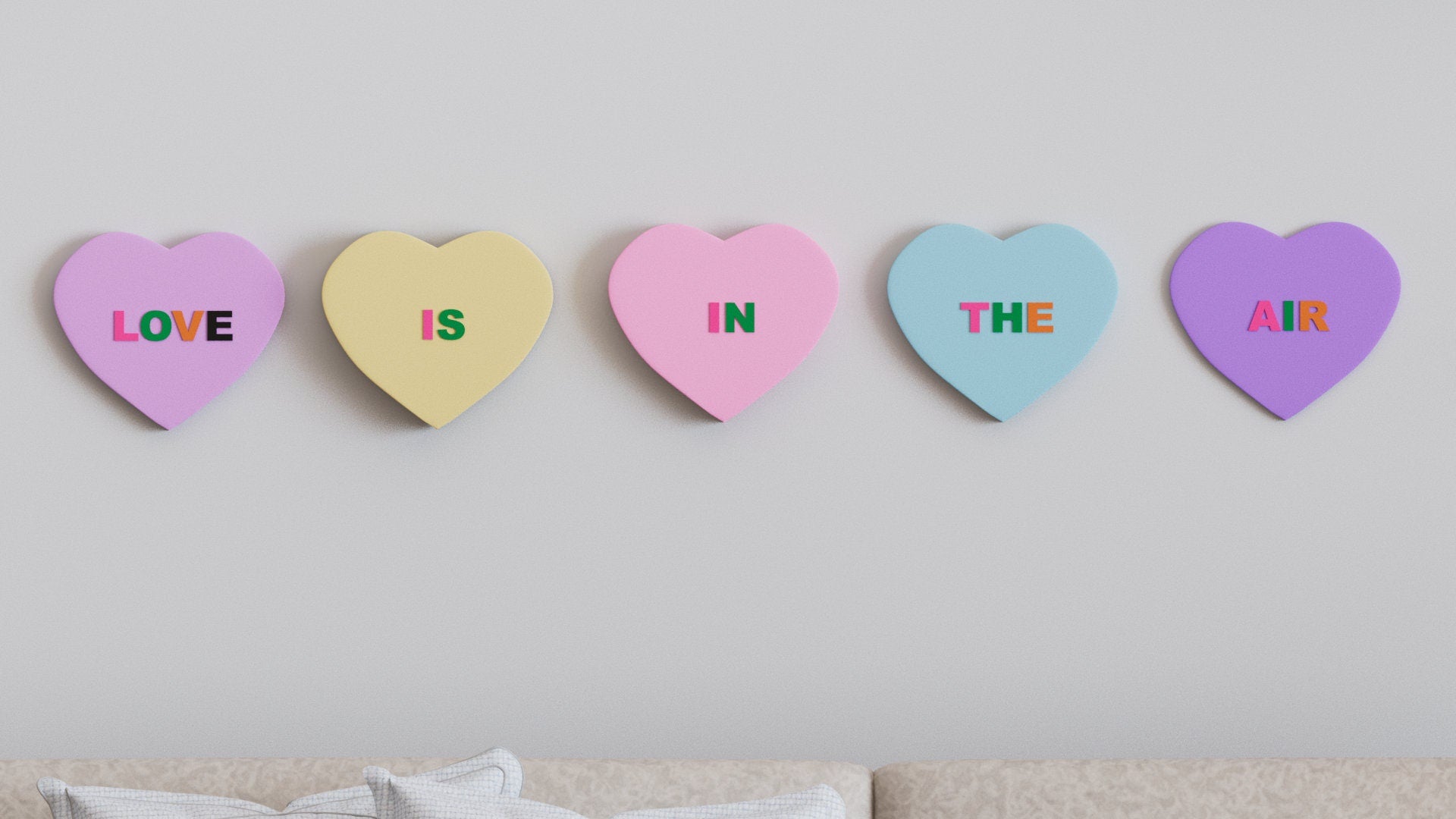 3D Message Heart Wall Tiles In Tons of Sizes & Colors! 6in Wide, Set of 3. Create A Modern Wall With Easy On Off 3D Message Heart Wall Tiles