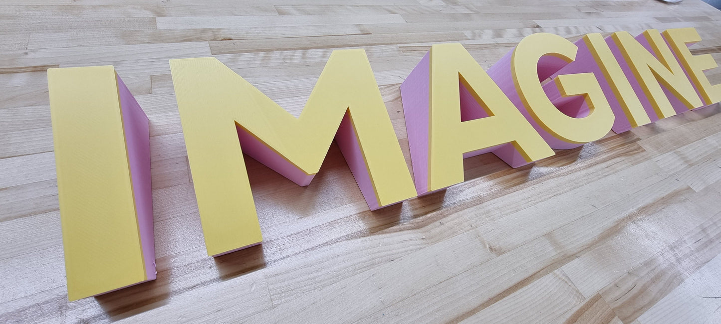 Angled 3D Indoor Sign Letters (Down). 2 Inch Thick, Tons of sizes and Colors! Indoor 3D Sign Letters That Make A Pop!