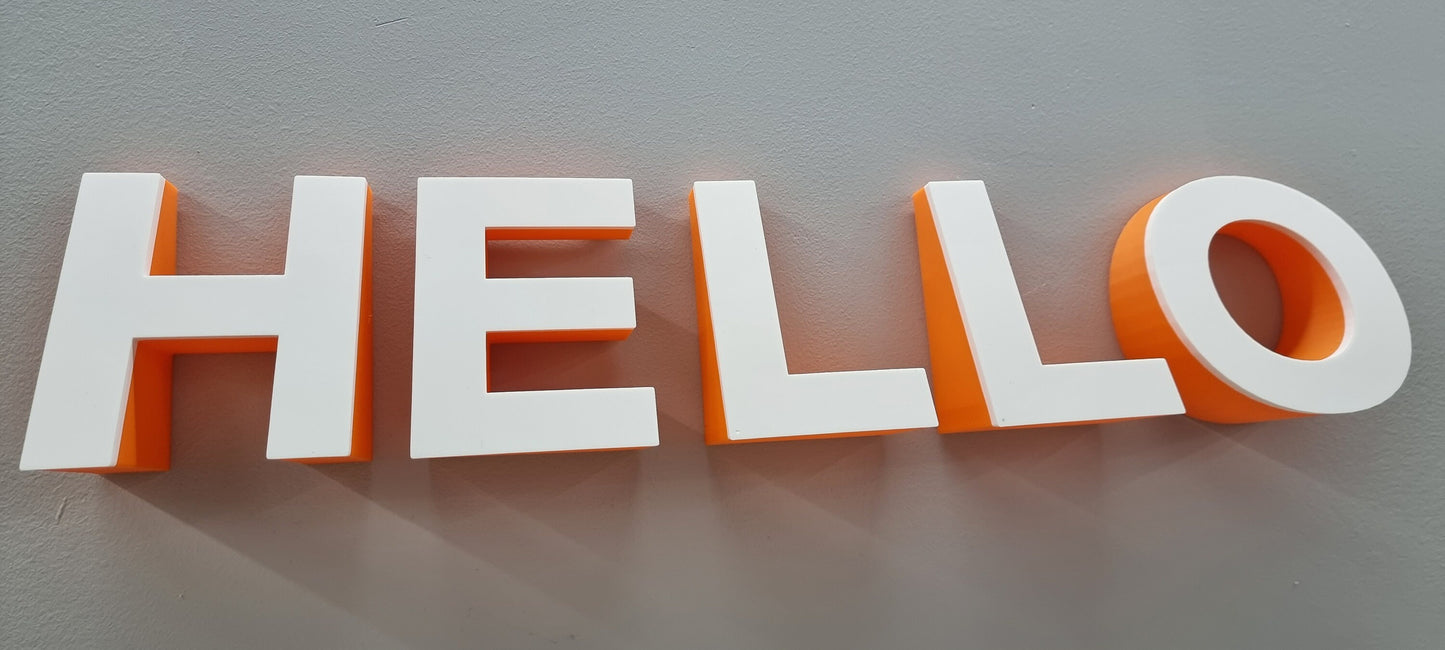 Angled 3D Indoor Sign Letters (Up). 2 Inch Thick, Tons of sizes and Colors! Indoor 3D Sign Letters That Make A Pop!