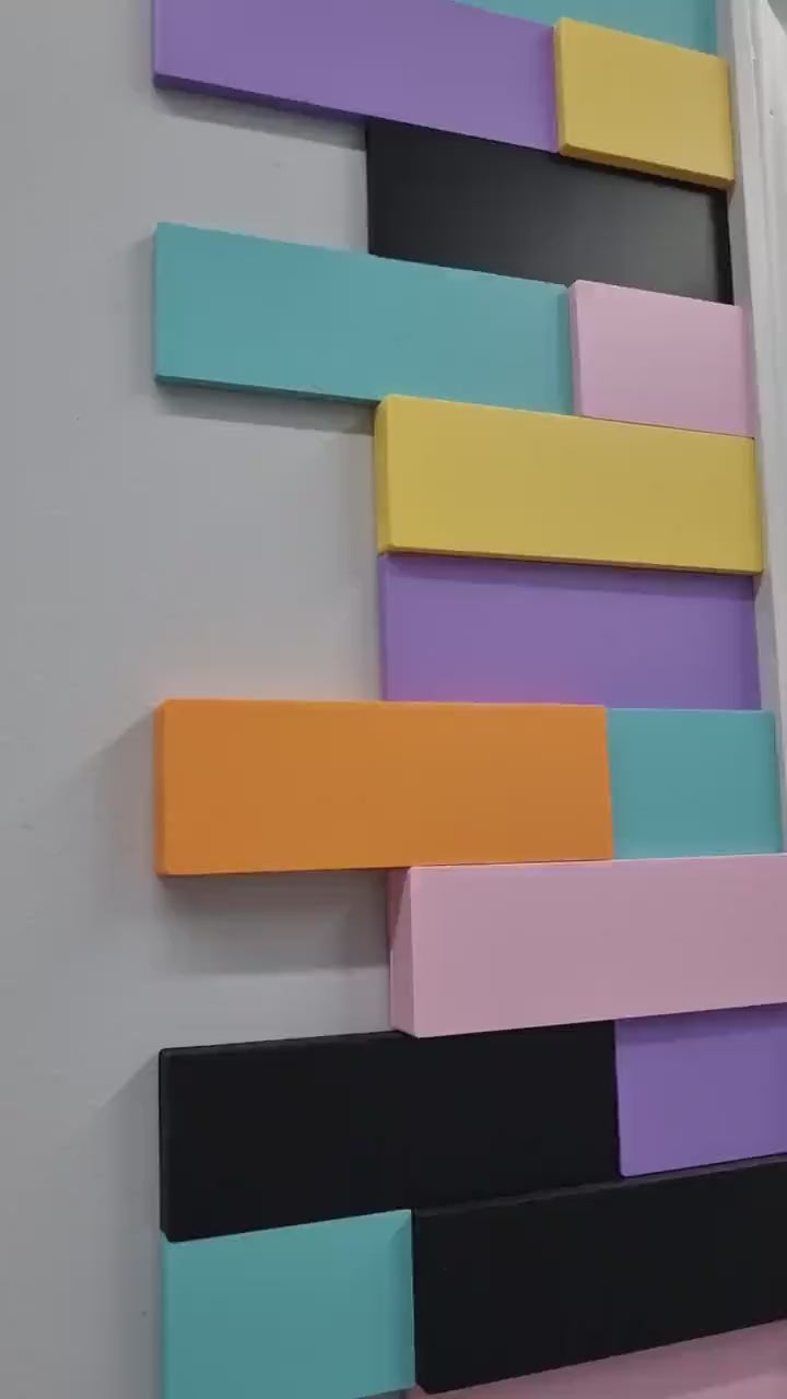 3D Rectangle Wall Tiles In Tons of Sizes & Colors! 7in Wide. Get A Modern Brick Look For Your Wall With Easy On Off 3D Rectangle Wall Tiles