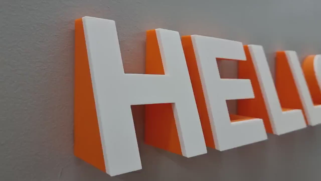 Angled 3D Indoor Sign Letters (Up). 2 Inch Thick, Tons of sizes and Colors! Indoor 3D Sign Letters That Make A Pop!
