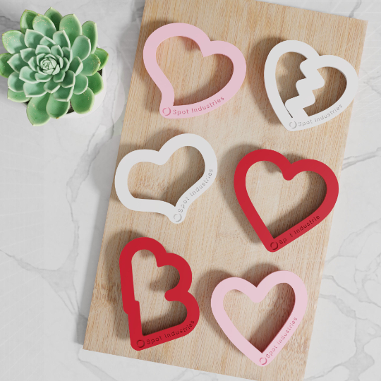 Valentines Cookie Cutters. Set of 6 Unique Heart Valentines Cookie Cutters. Modern Designs, Four Sizes, Tons of Colors!
