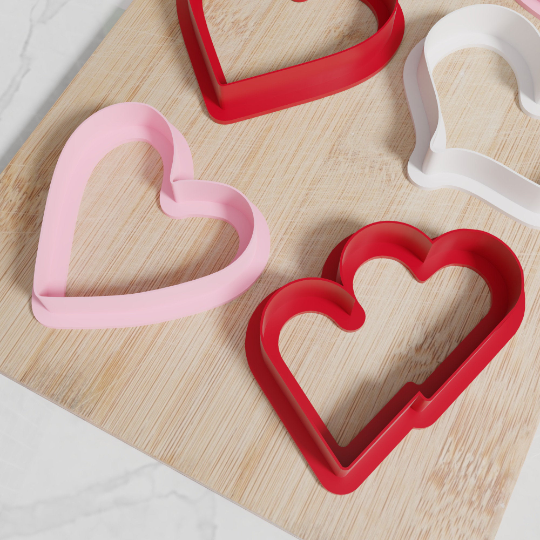 Valentines Cookie Cutters. Set of 6 Unique Heart Valentines Cookie Cutters. Modern Designs, Four Sizes, Tons of Colors!