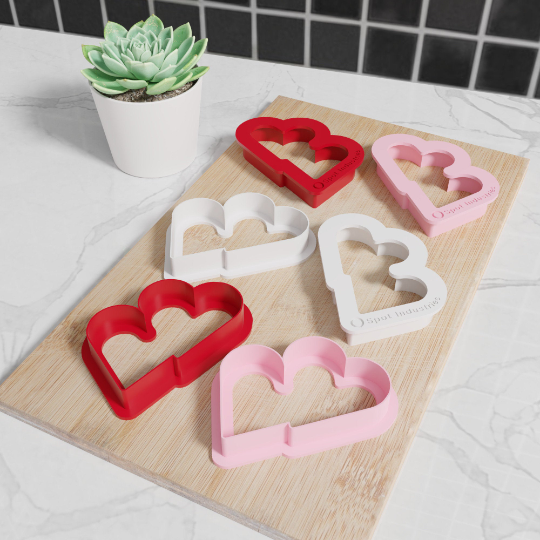 Double Heart Cookie Cutters. Set of 6 In Multiple Sizes And Colors. Matches Our Other Heart Cutters