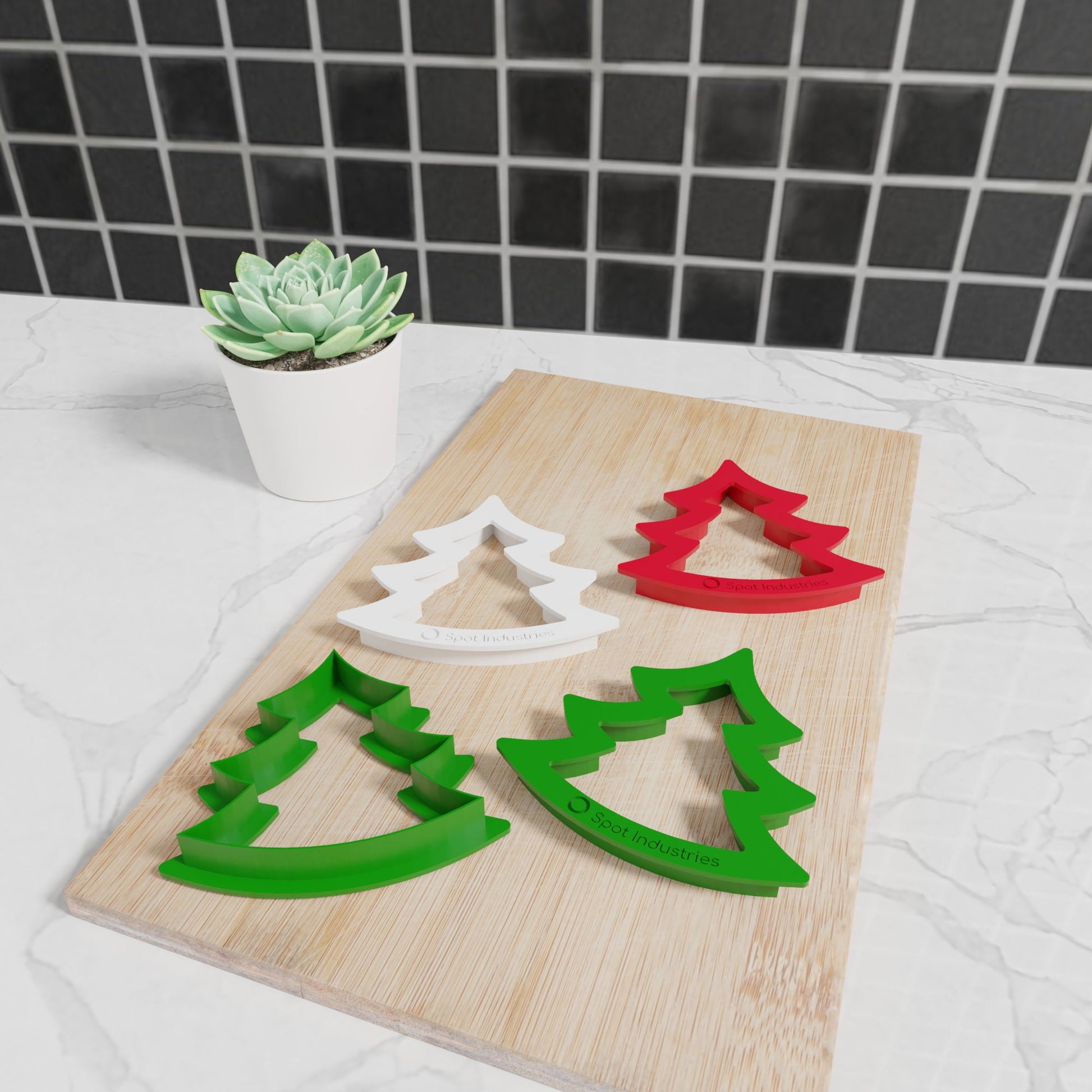 Christmas Tree Cookie Cutter Set. Multiple Sizes And Colors. Matches Our Other Christmas Cookie Cutters