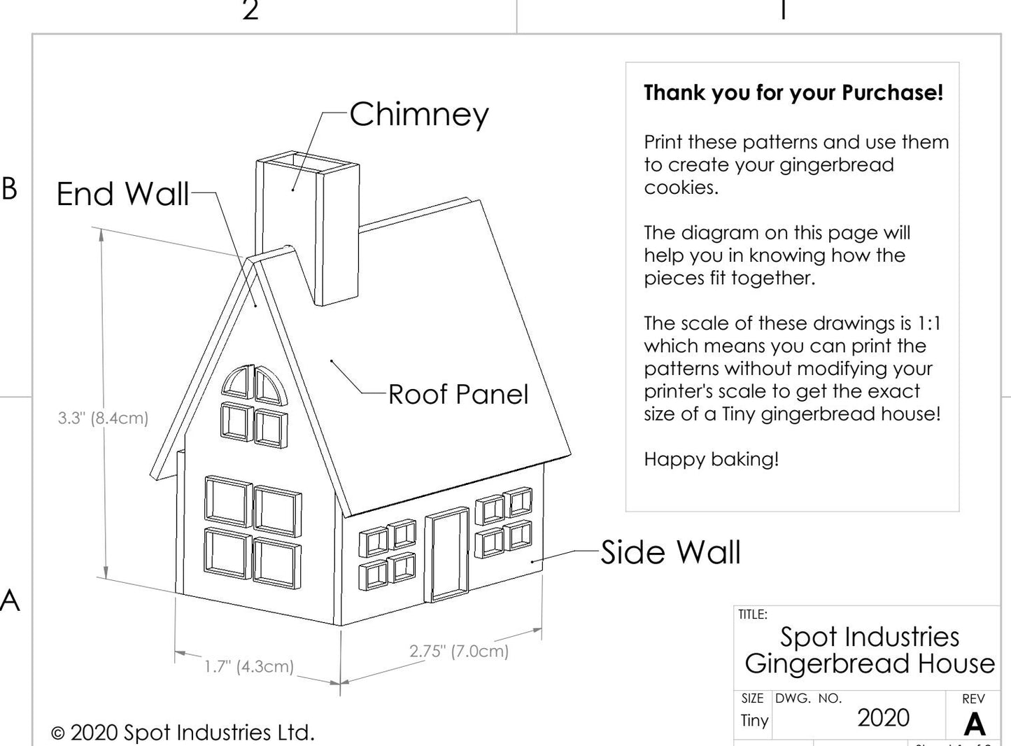 Christmas Gingerbread House Pattern - Small (5.8" x 3.4" x 4.5"). Gingerbread House Patterns, Recipes, Tips & Tricks In One Complete Package
