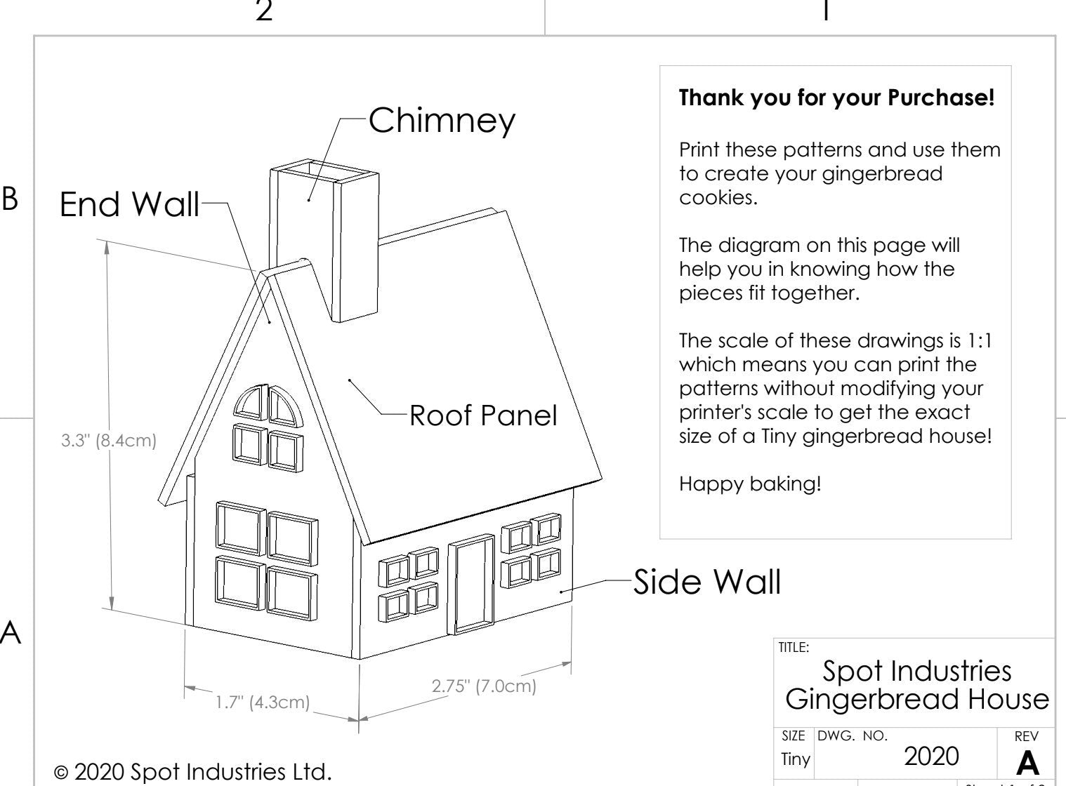 Christmas Gingerbread House Pattern - Small (5.8" x 3.4" x 4.5"). Gingerbread House Patterns, Recipes, Tips & Tricks In One Complete Package