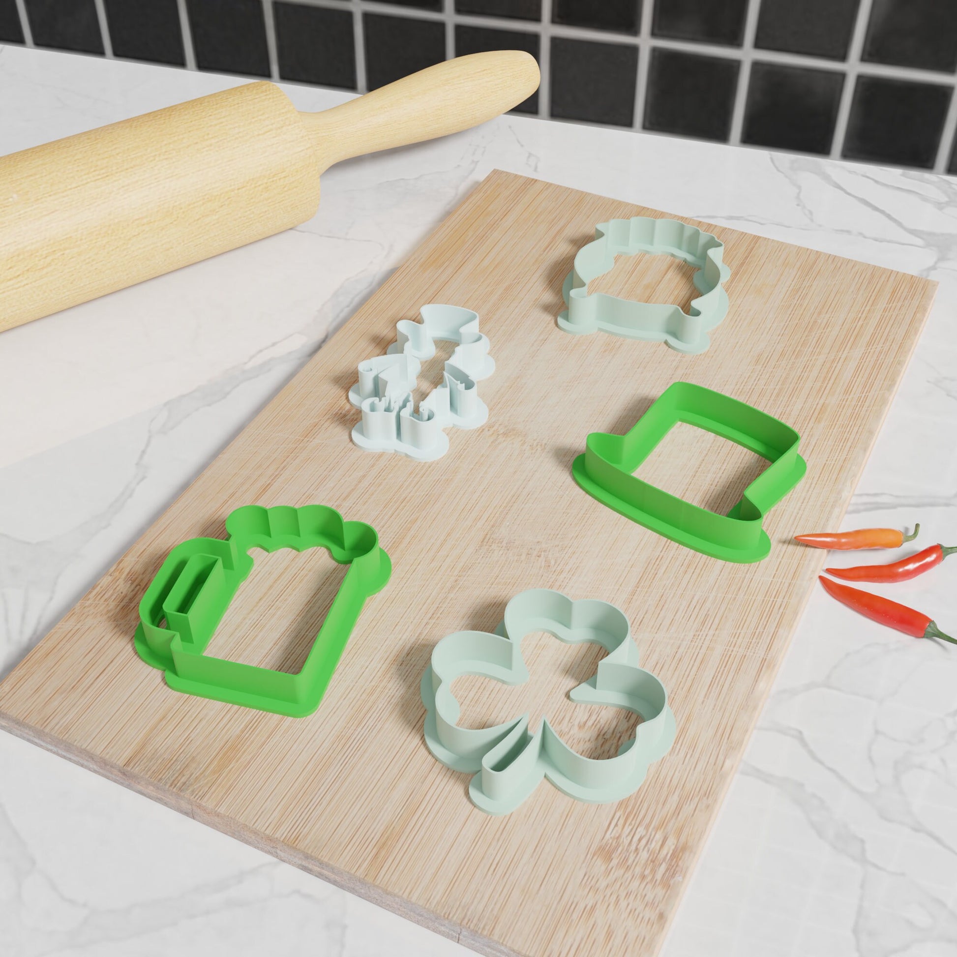 St Patrick's Day Cookie Cutters. Set of 5 Premium St Patrick's Day Cookie Cutters. Four Sizes, Tons Of Colors!