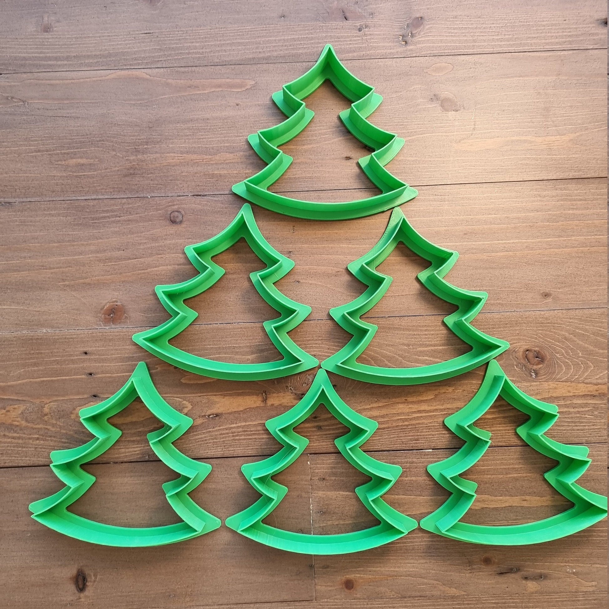 Christmas Tree Cookie Cutter Set. Multiple Sizes And Colors. Matches Our Other Christmas Cookie Cutters