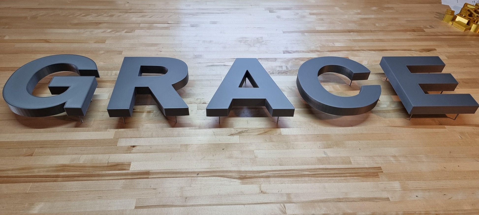 Totally Custom 3D Indoor Sign Letters (Stud Mount). 1 Inch Thick, Any Font, Size or Color! Our 3D Stud Mount Sign Letters Make An Impact