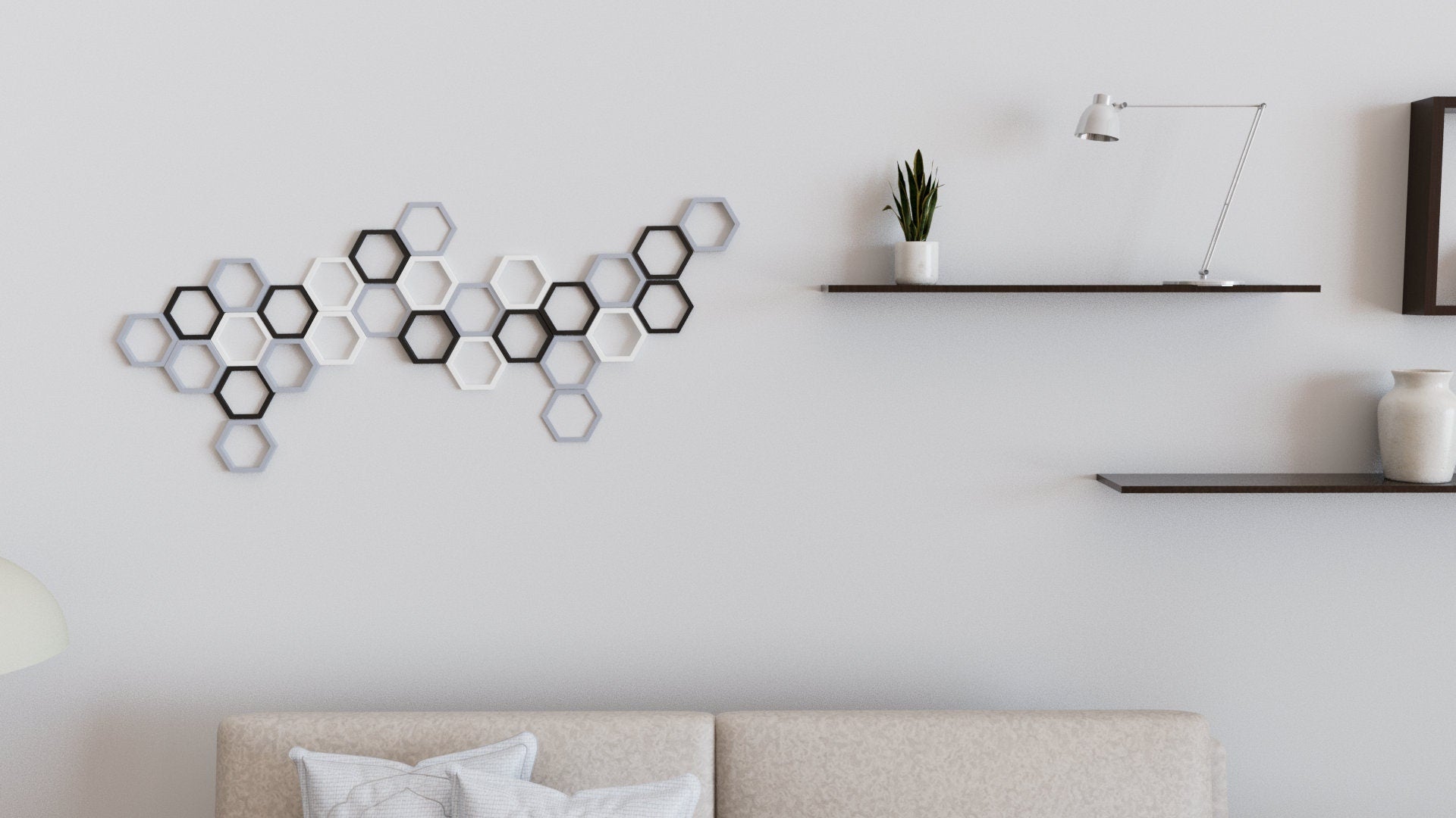 3D Hollow Hexagon Wall Tiles In Tons of Sizes & Colors! Get A Modern Honeycomb Look With 6in Wide 3D Hexagon Wall Tiles