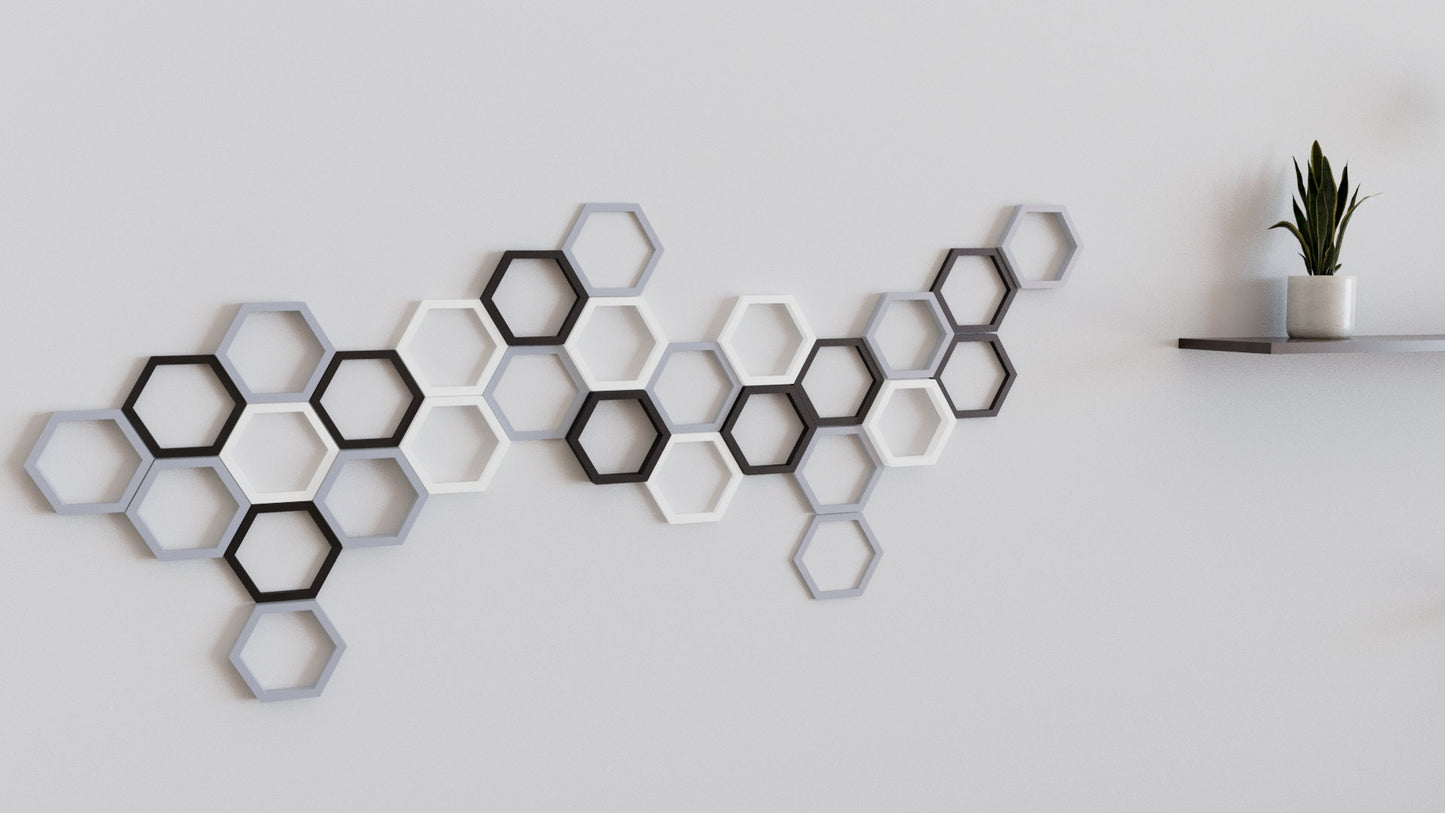 3D Hollow Hexagon Wall Tiles In Tons of Sizes & Colors! Get A Modern Honeycomb Look With 6in Wide 3D Hexagon Wall Tiles