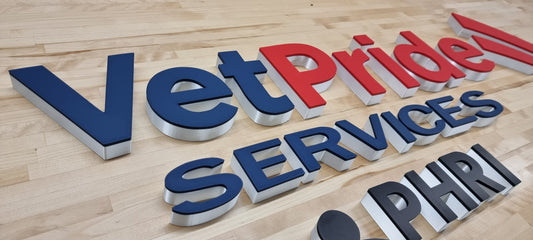 Totally Custom 2 Color 3D Indoor Sign Letters. 1 Inch Thick, Any Font, Size or Color! Our 2 Color Indoor 3D Sign Letters Make An Impact!