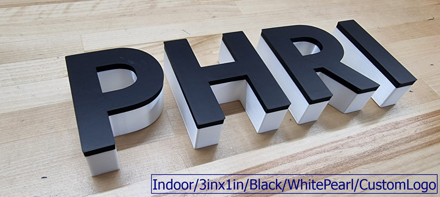 Totally Custom 2 Color 3D Indoor Sign Letters. 1 Inch Thick, Any Font, Size or Color! Our 2 Color Indoor 3D Sign Letters Make An Impact!