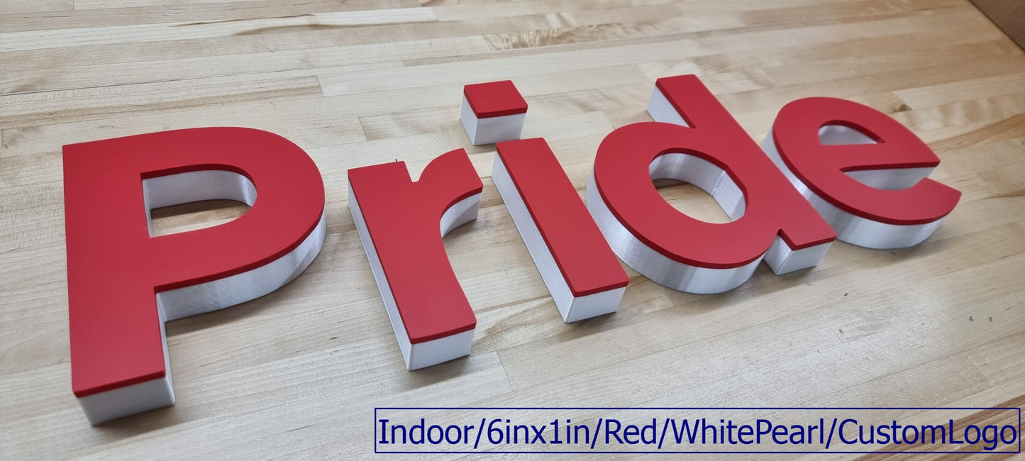 Totally Custom 2 Color 3D Indoor Sign Letters. 1/2 Inch Thick, Any Font, Size or Color! Our 2 Color Indoor 3D Sign Letters Make An Impact!