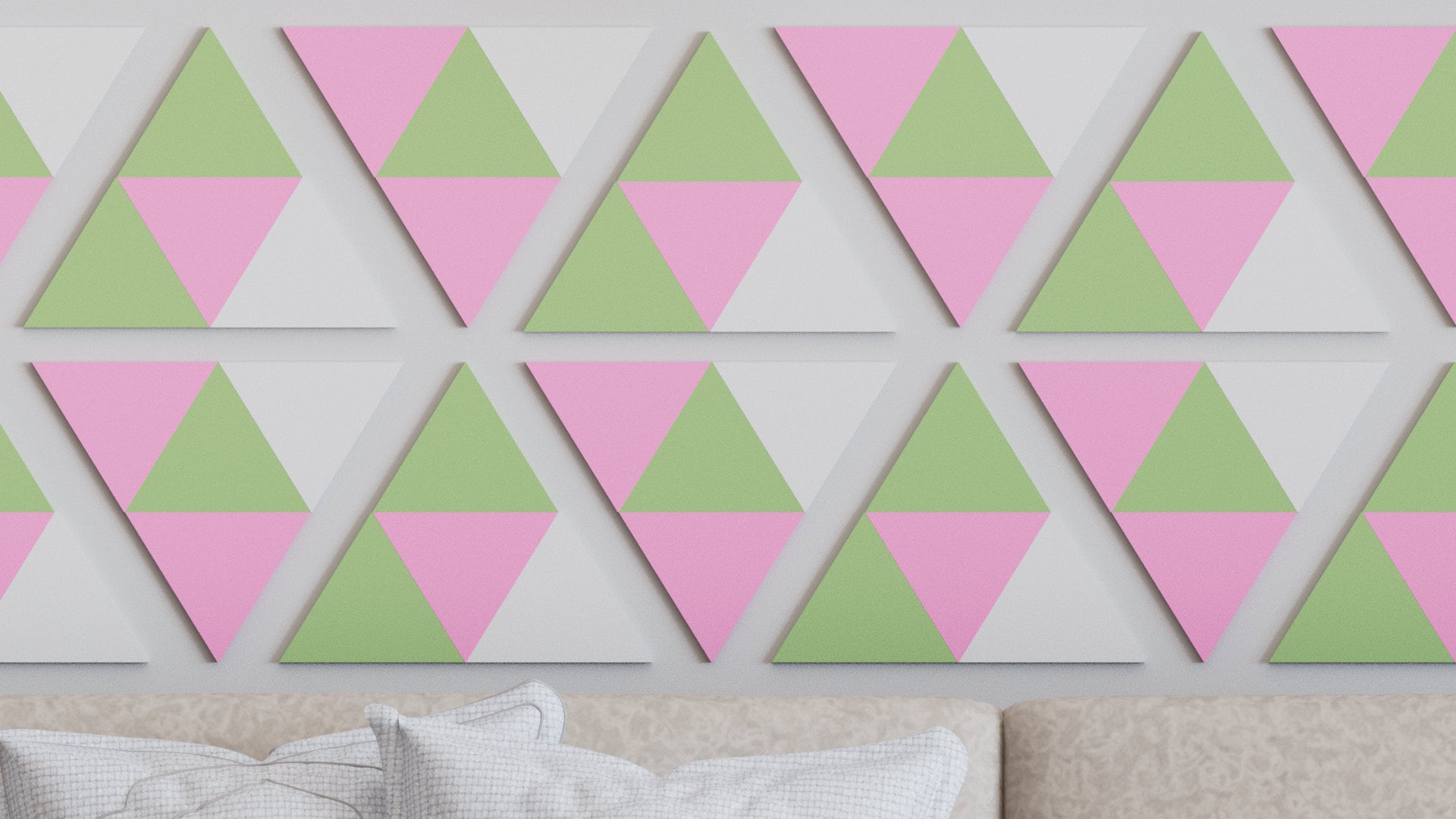 3D Triangle Wall Tiles In Tons of Sizes & Colors! 4in Wide. Get A Modern Look For Your Wall With Easy On Off 3D Triangle Wall Tiles