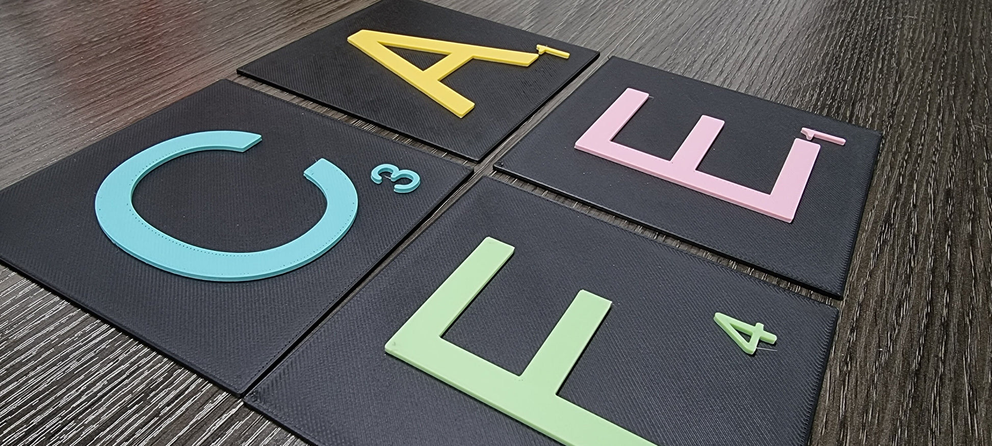 Custom Color Board Game Look Letter Tiles - 4 Inch. Modern Look Board Game Look Letter Tiles In Tons Of Colors!