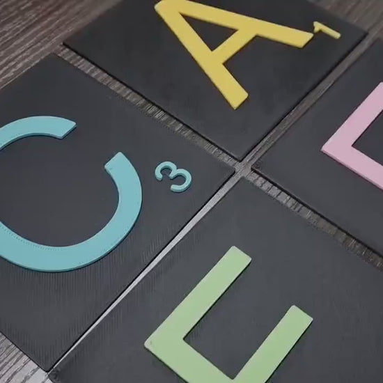 Custom Color Board Game Look Letter Tiles - 7 Inch. Modern Look Board Game Look Letter Tiles In Tons Of Colors!