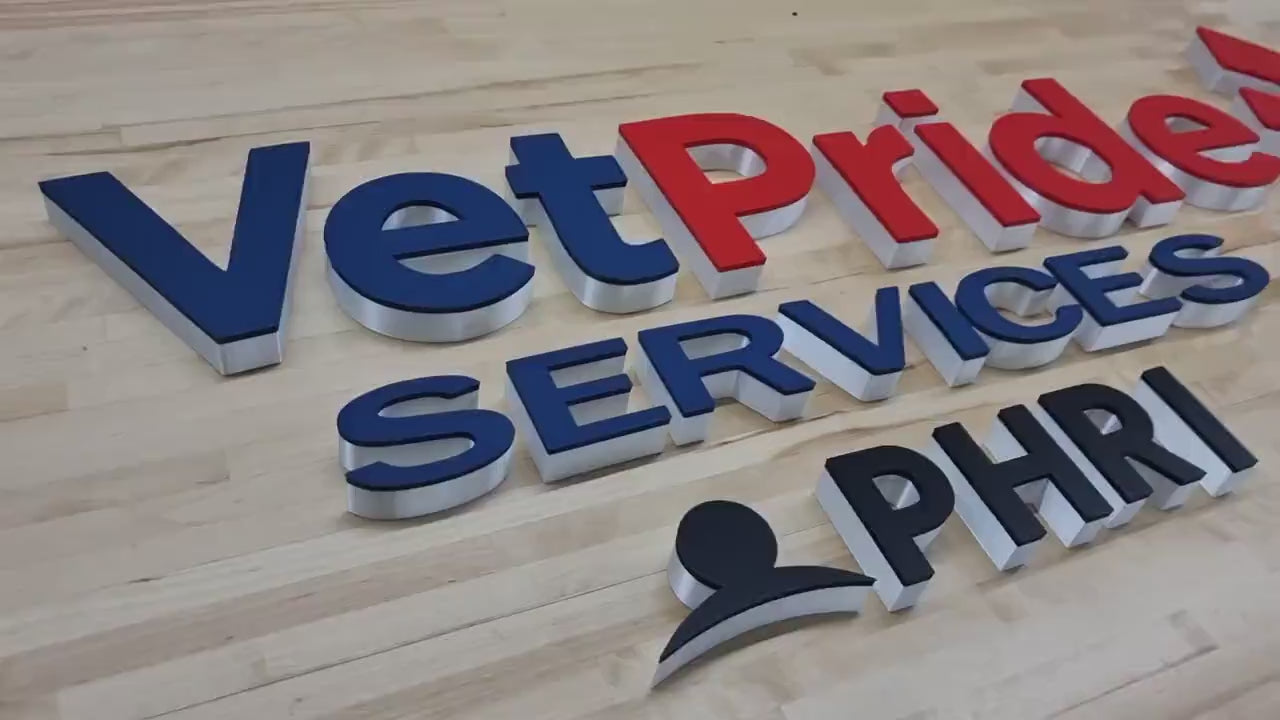 Totally Custom 2 Color 3D Indoor Sign Letters. 1/2 Inch Thick, Any Font, Size or Color! Our 2 Color Indoor 3D Sign Letters Make An Impact!