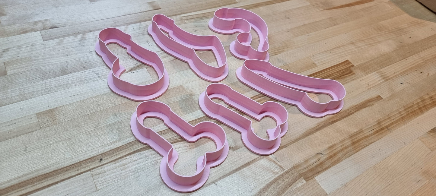 Penis Cookie Cutters. Set of 6 Unique Penis Cookie Cutters. All Designs From Shower To Grower, Four Sizes, Tons of Colors!