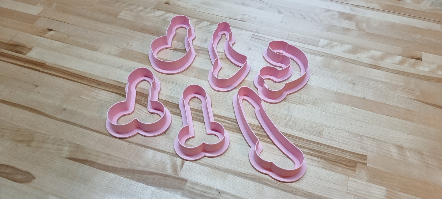 Penis Cookie Cutters. Set of 6 Unique Penis Cookie Cutters. All Designs From Shower To Grower, Four Sizes, Tons of Colors!