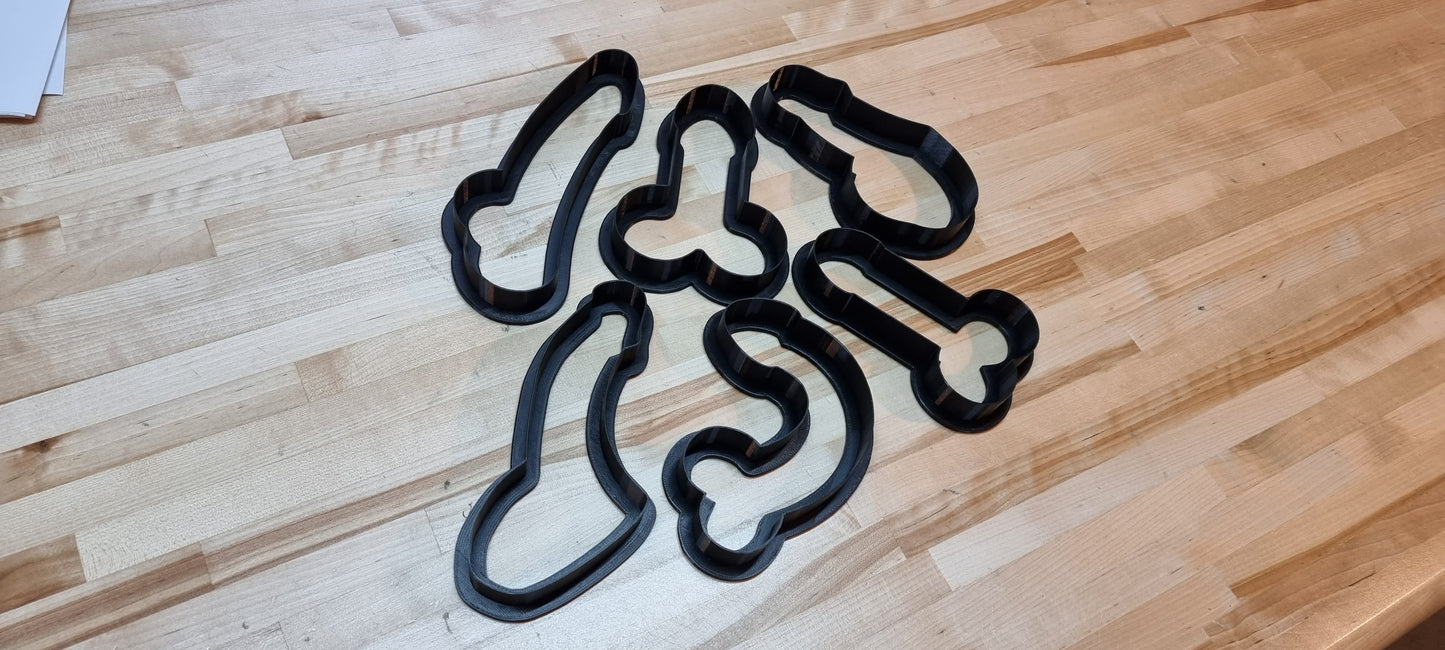 Penis Cookie Cutters. Set of 6 Unique Penis Cookie Cutters. All Designs From Shower To Grower, Four Sizes, Tons of Colors!