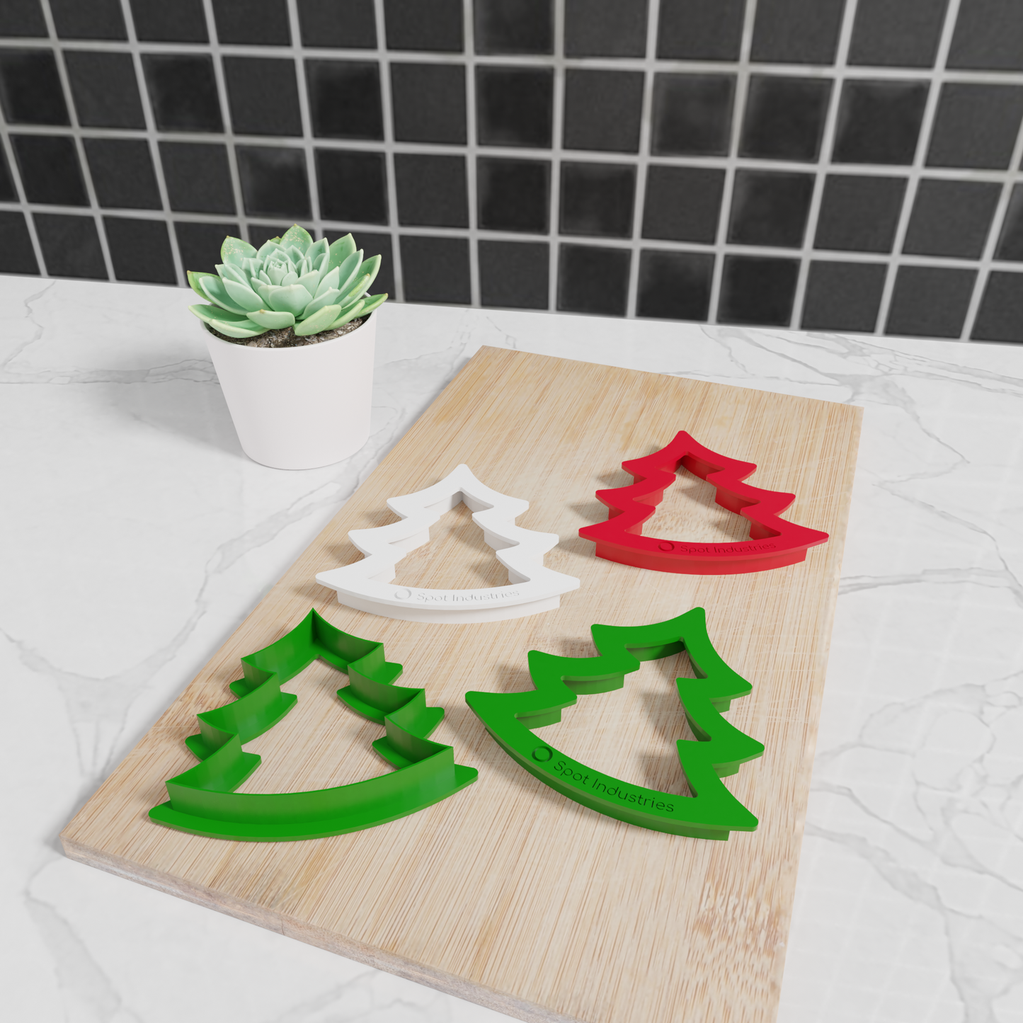 Easy Grip Christmas Tree Cookie Cutter Set For Kids & Adults! Custom Sizes, Multiple Colors. Work As Clay Cutter And Fondant Cutter Too!