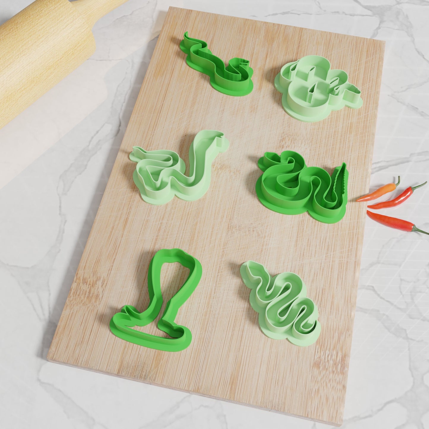 Snake Cookie Cutters. Set of 6 Premium Snake Cookie Cutters. Four Sizes, Tons Of Colors!