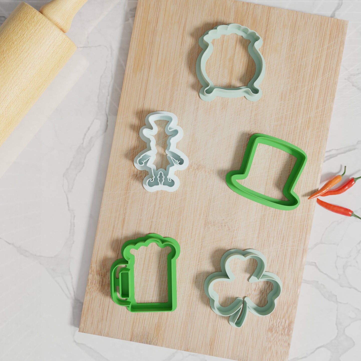 St Patrick's Day Cookie Cutters. Set of 5 Premium St Patrick's Day Cookie Cutters. Four Sizes, Tons Of Colors!