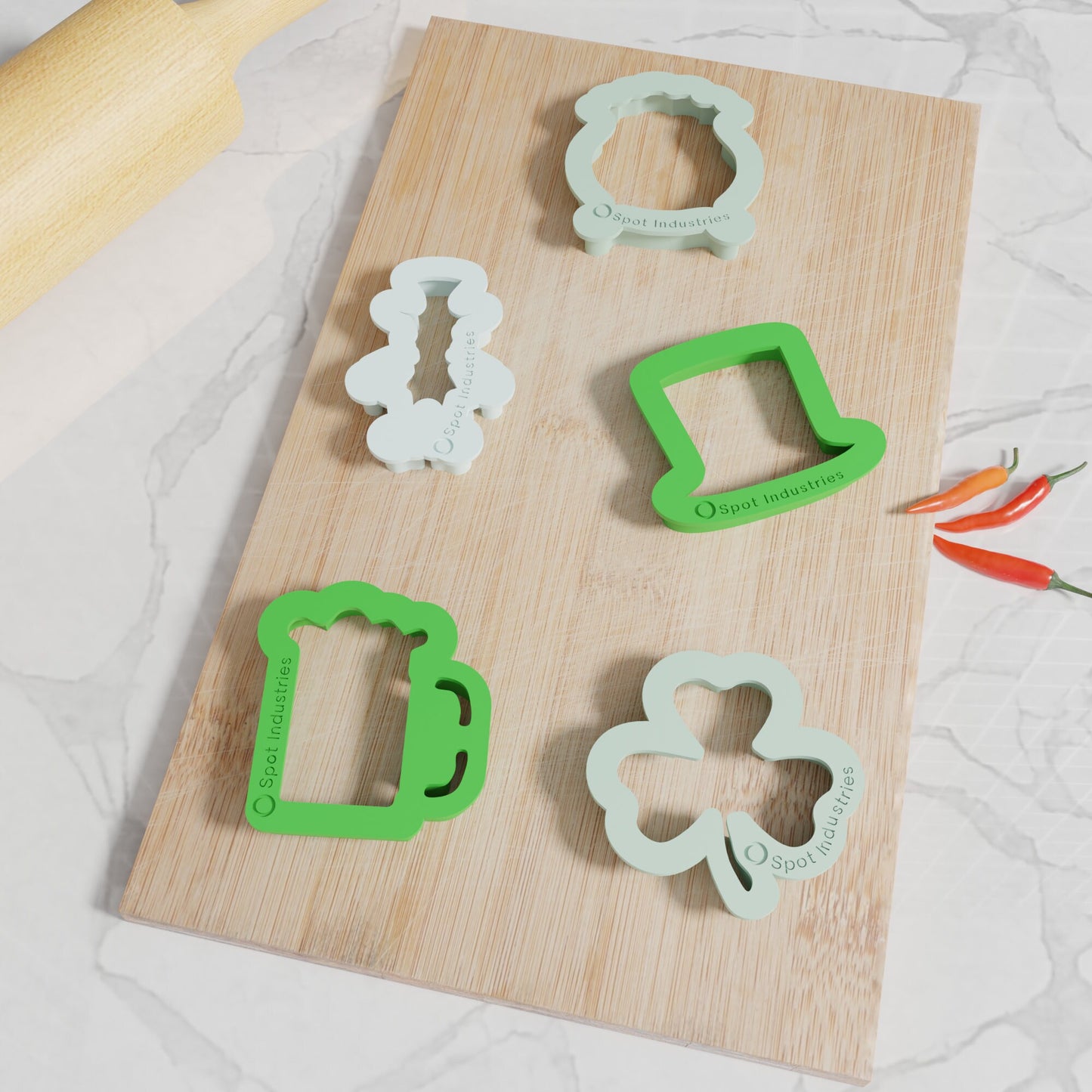 St Patrick's Day Cookie Cutters. Set of 5 Premium St Patrick's Day Cookie Cutters. Four Sizes, Tons Of Colors!