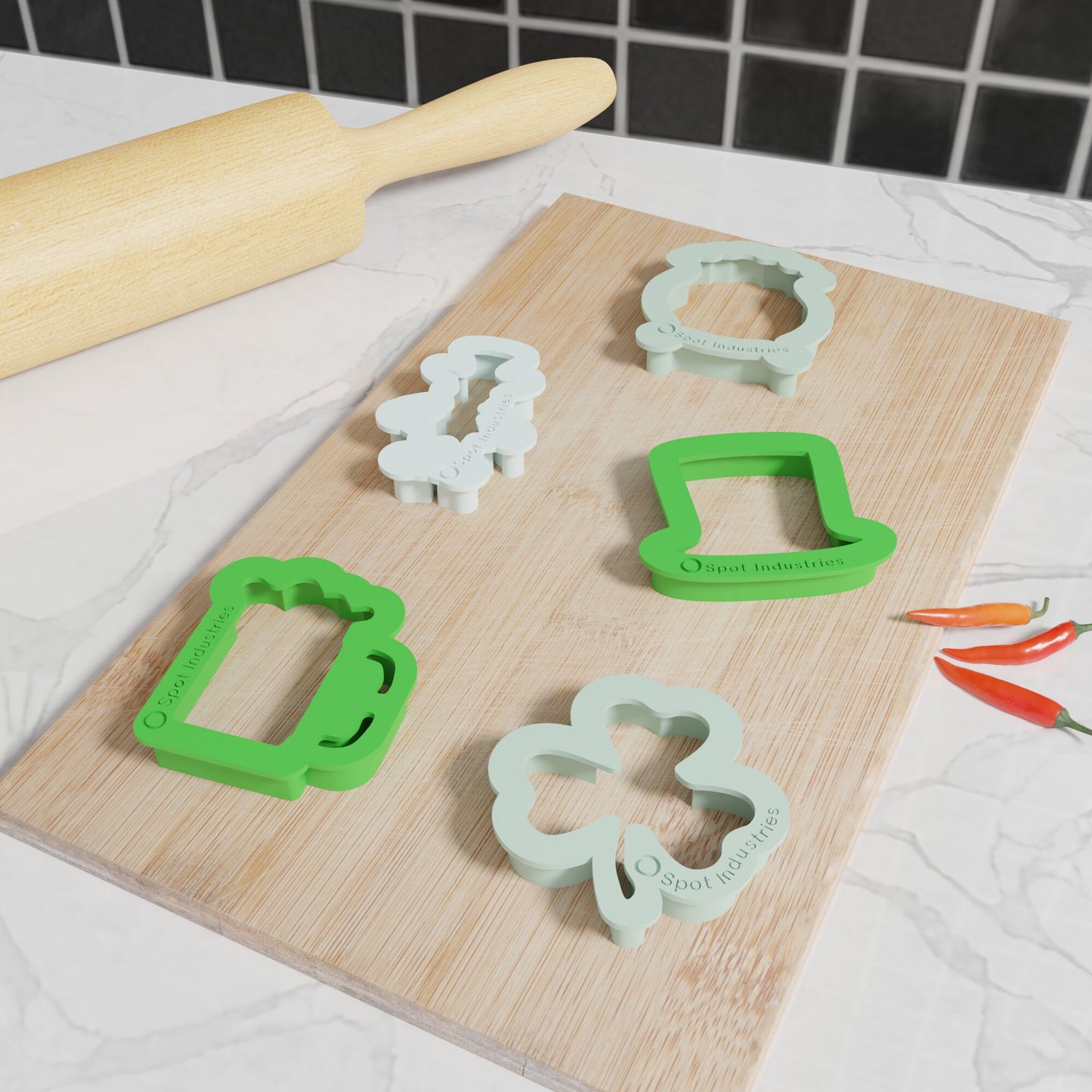 St Patrick's Day Cookie Cutters. Set of 5 Premium St Patrick's Day Cookie Cutters. Four Sizes, Tons Of Colors!