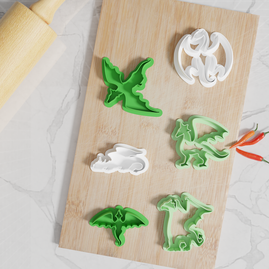 Dragon Cookie Cutters. Set of 6 Premium Dragon Cookie Cutters. Four Sizes, Tons Of Colors!